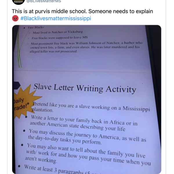 别的简报｜密西西比一中学让学生假设自己是种植园奴隶写一封信